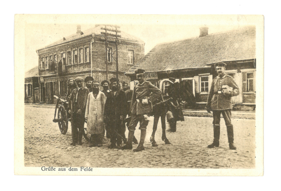 Soldiers with Jews and their horse and cart