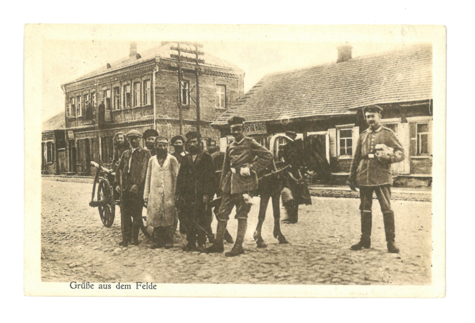Soldiers with Jews and their horse and cart