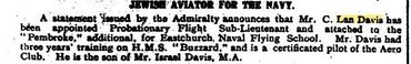 Jewish Aviator joins the Navy - 14/08/1914