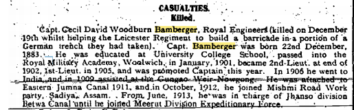 Jewish Chronicle Obituary - January 01 1915