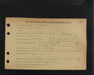 Exemption from internment during the Second World War