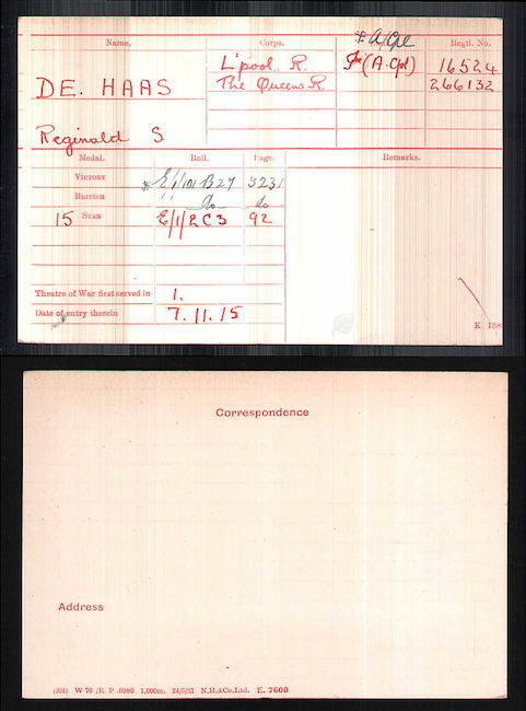 Medal index card