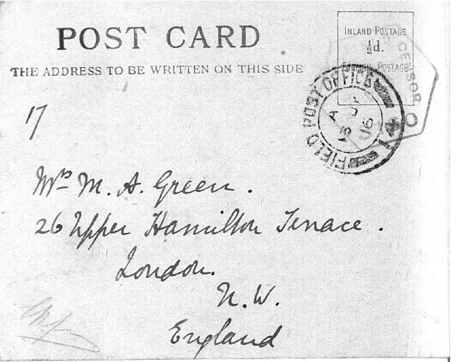 Captain Ernest Michael Green biography and original letters from 1916 explaining life in the trenches. 