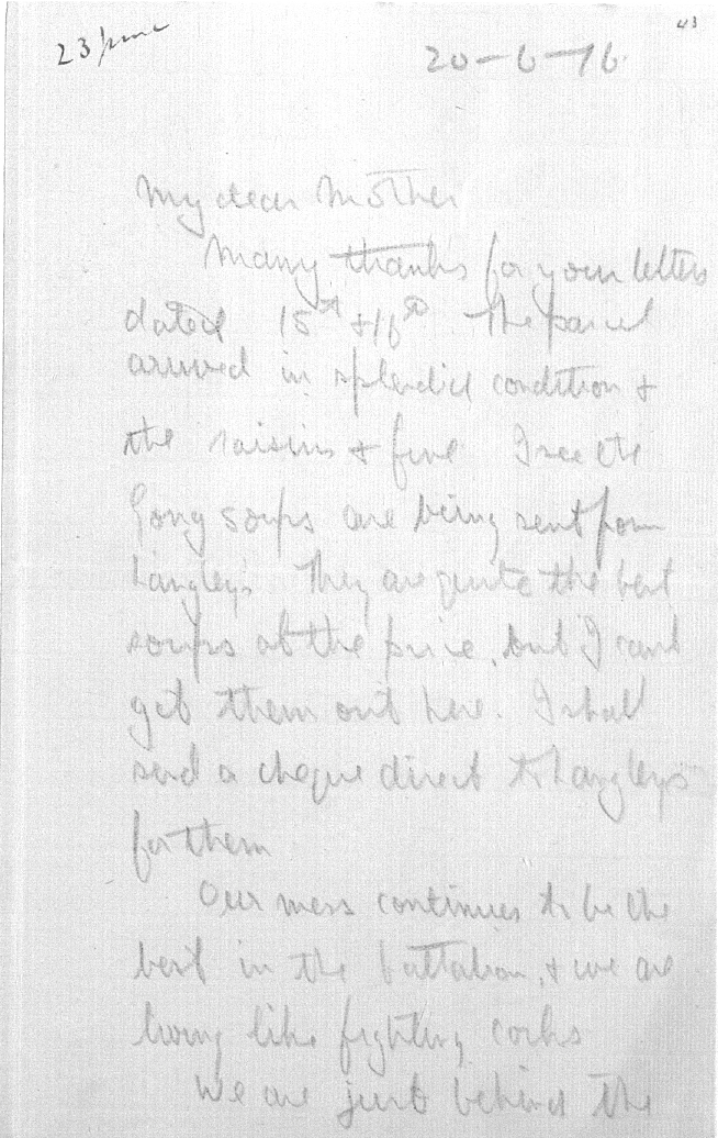 Captain Ernest Michael Green biography and original letters from 1916 explaining life in the trenches. 