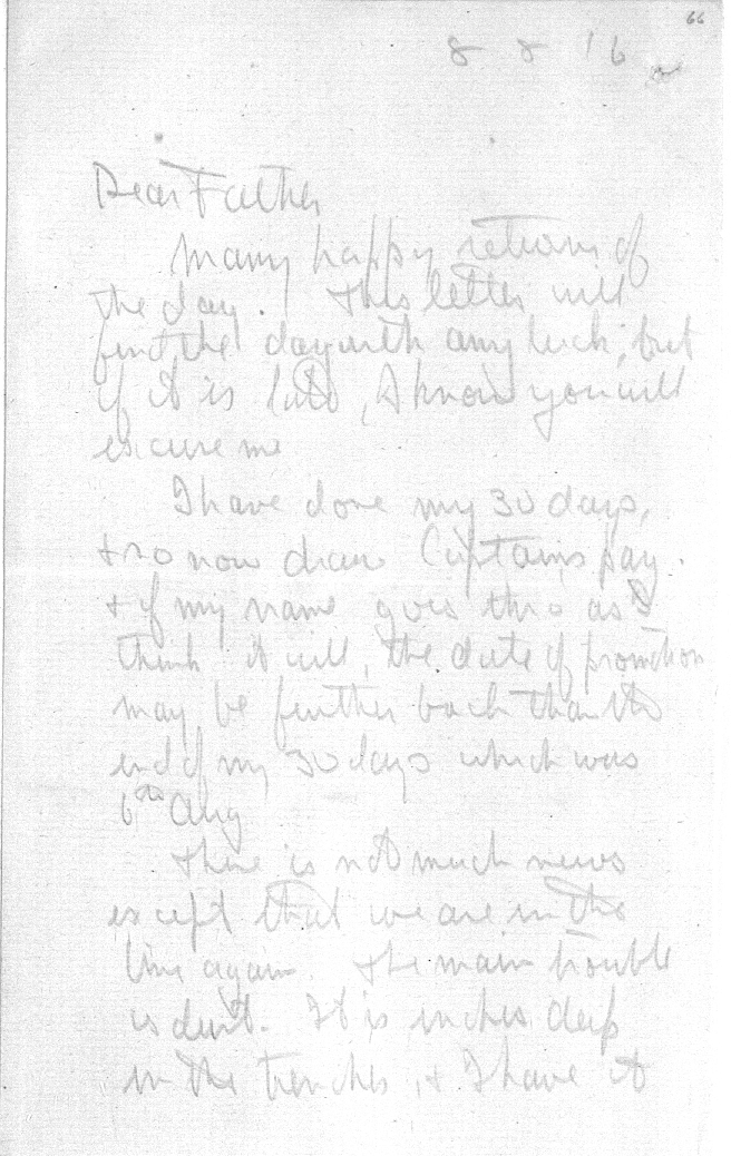 Captain Ernest Michael Green biography and original letters from 1916 explaining life in the trenches. 