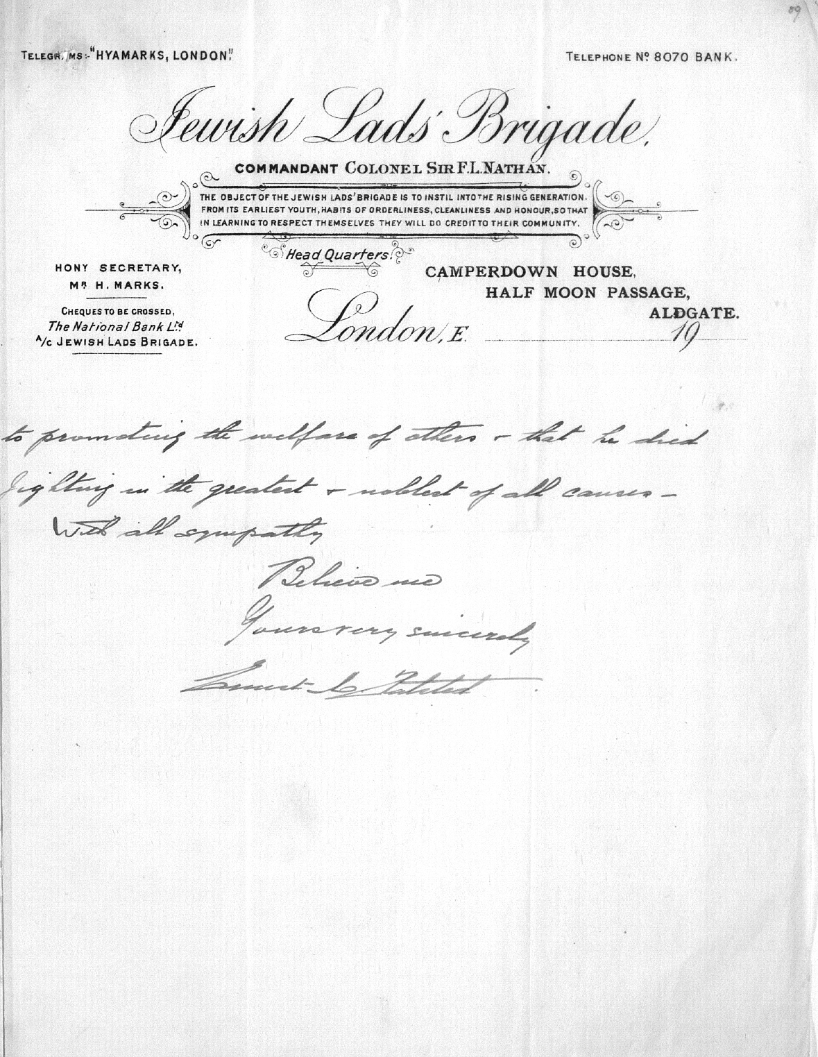 Captain Ernest Michael Green biography and original letters from 1916 explaining life in the trenches. 