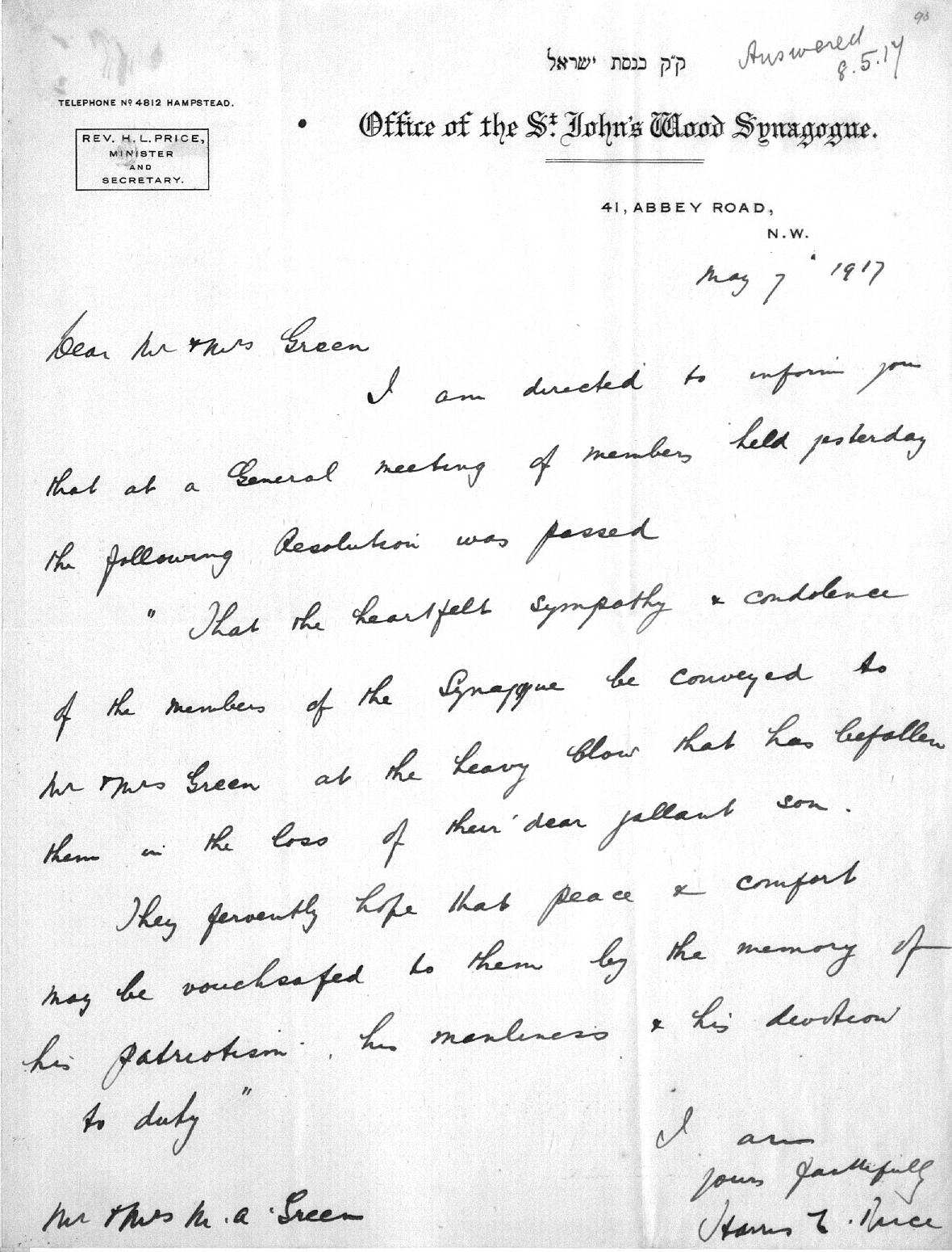 Captain Ernest Michael Green biography and original letters from 1916 explaining life in the trenches. 