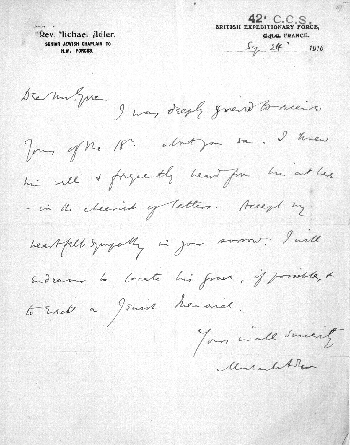 Captain Ernest Michael Green biography and original letters from 1916 explaining life in the trenches. 