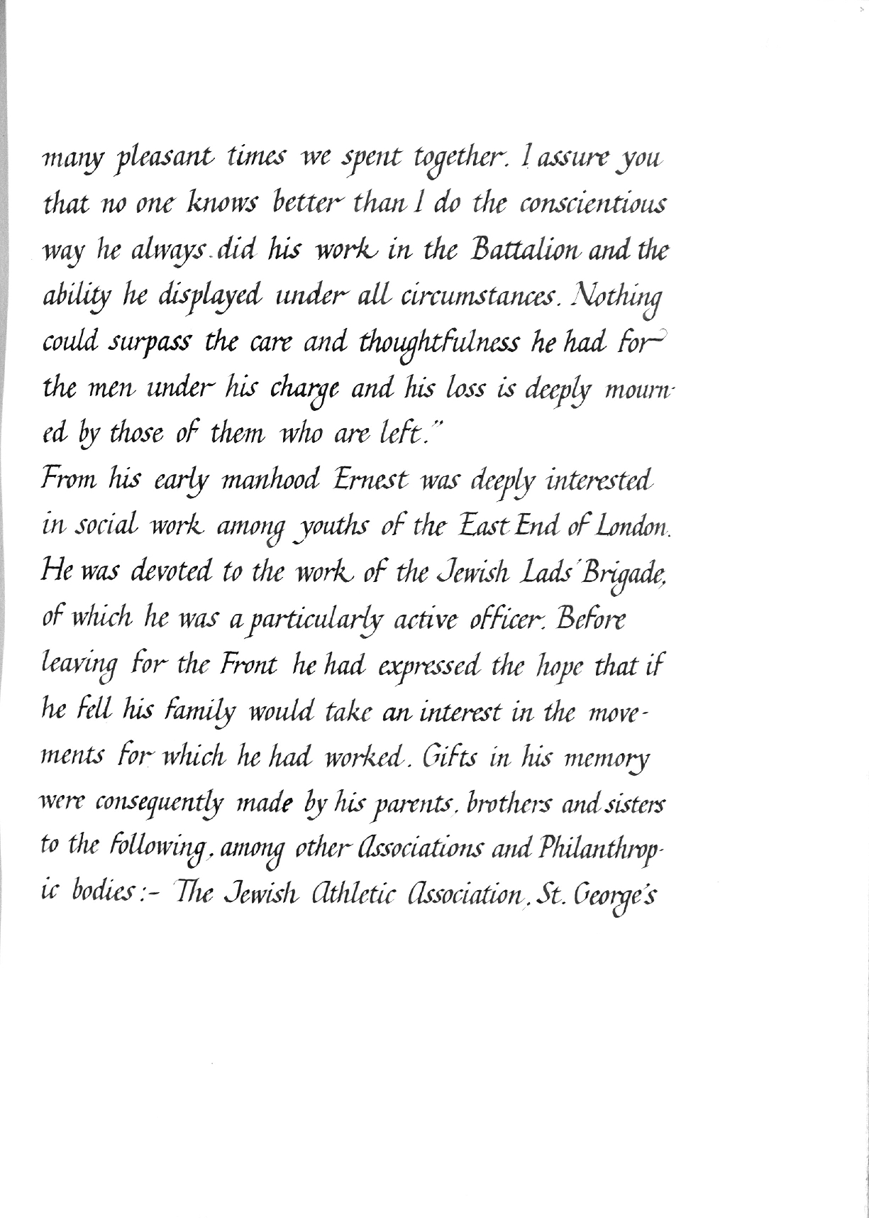 Captain Ernest Michael Green biography and original letters from 1916 explaining life in the trenches. 