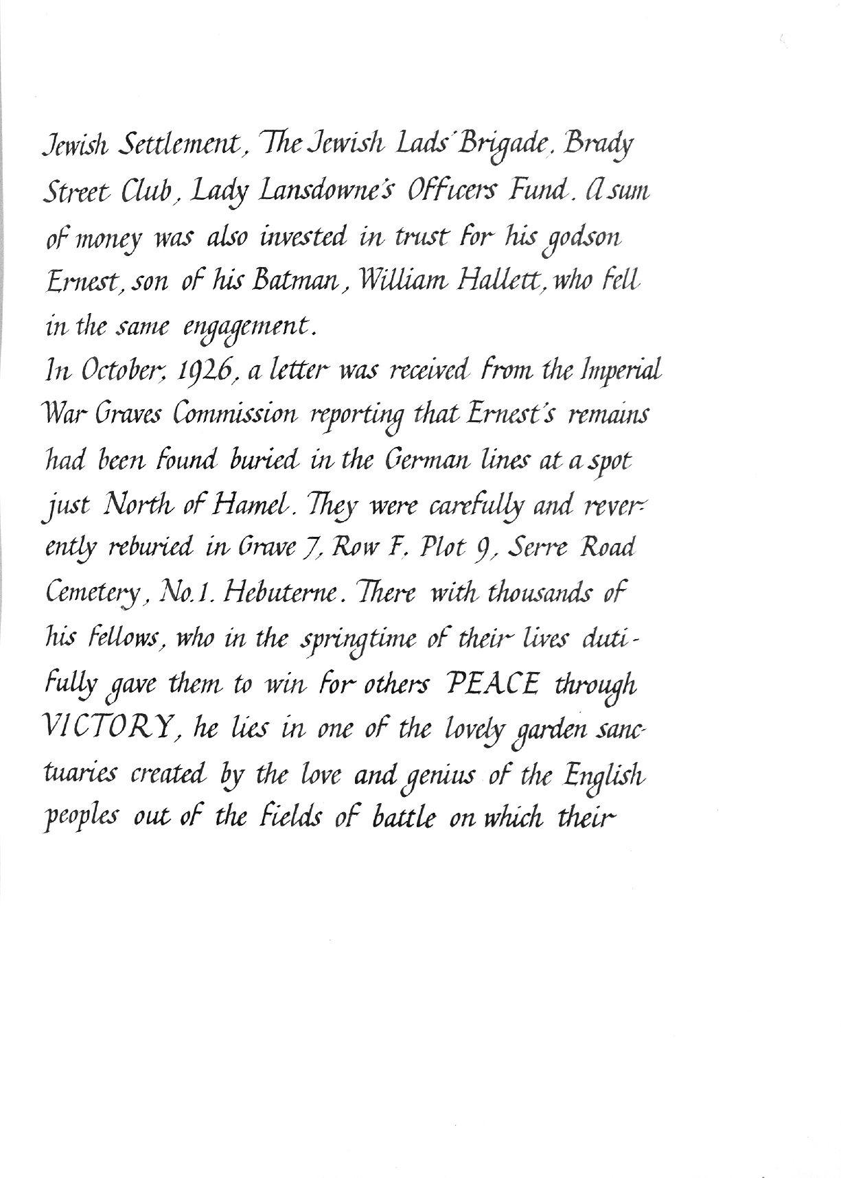 Captain Ernest Michael Green biography and original letters from 1916 explaining life in the trenches. 