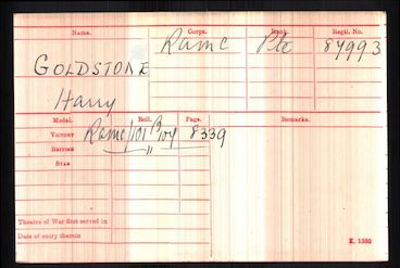 Medal Index Card