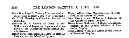 London Gazette 1923
