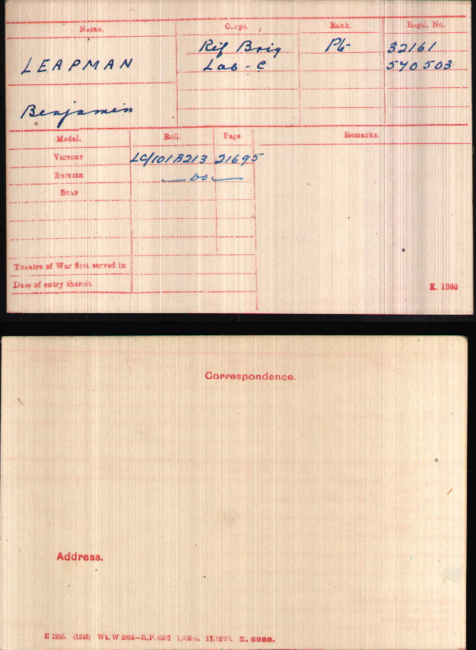 Medal card