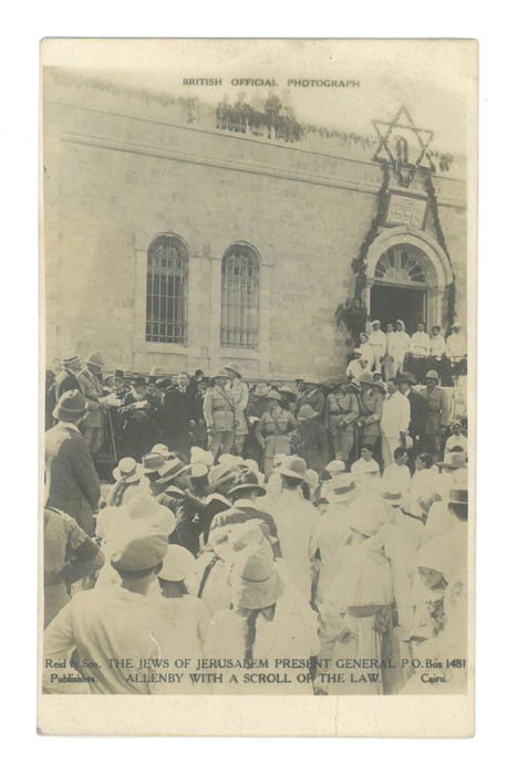 Jews of Jerusalem presenting Allenby with a Torah Scroll