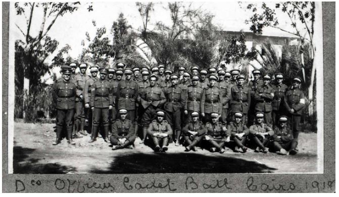 D Company Officers Cadet Battalion, Cairo 1918 (Simeon standing with hands in pockets)