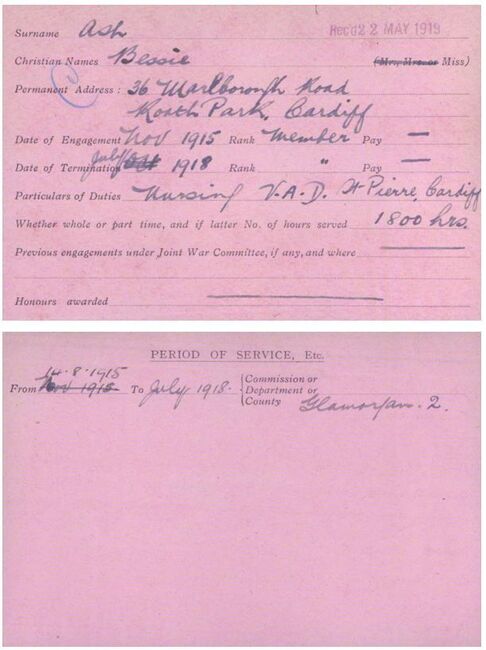 Bessie Ash Service Card