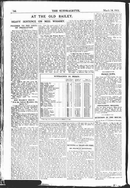 The Suffragette, March 1913 - Hugh serving 9 months in Wormwood Scrubs