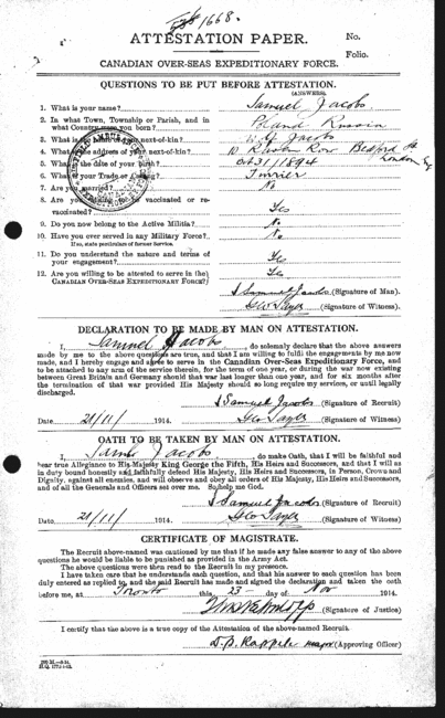 Canadian Forces Description form