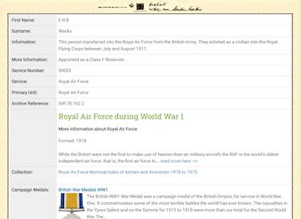 RAF record re WW2