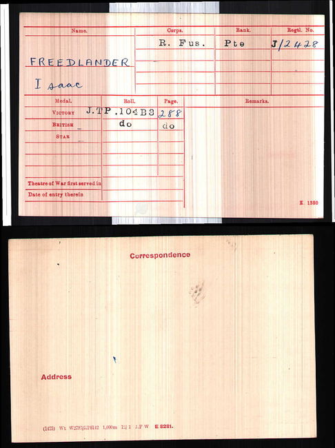 Medal index card