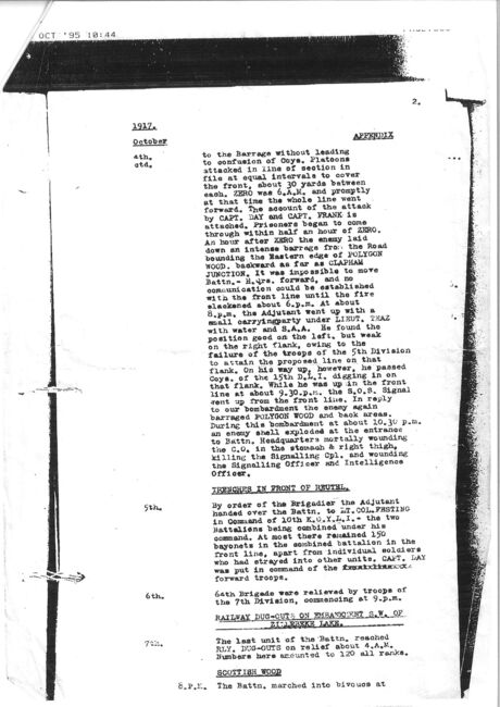 Diary of Battle continued 