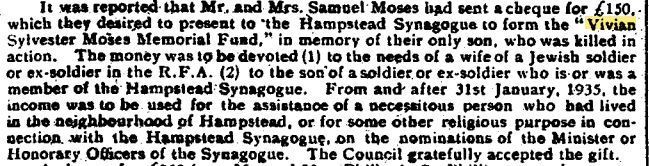Vivian Sylvester Moses Fund