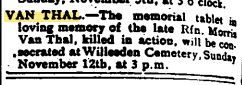 Jewish Chronicle - Memorial in Willesden