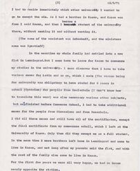Josef Hasenson memories about First World War. 15/01/1971