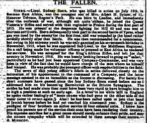 The Fallen - 3rd August 1917