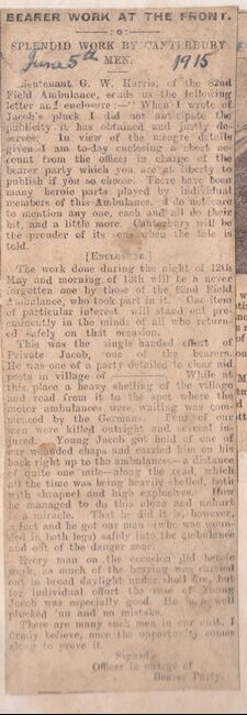 Longer article detailing heroic actions on the front