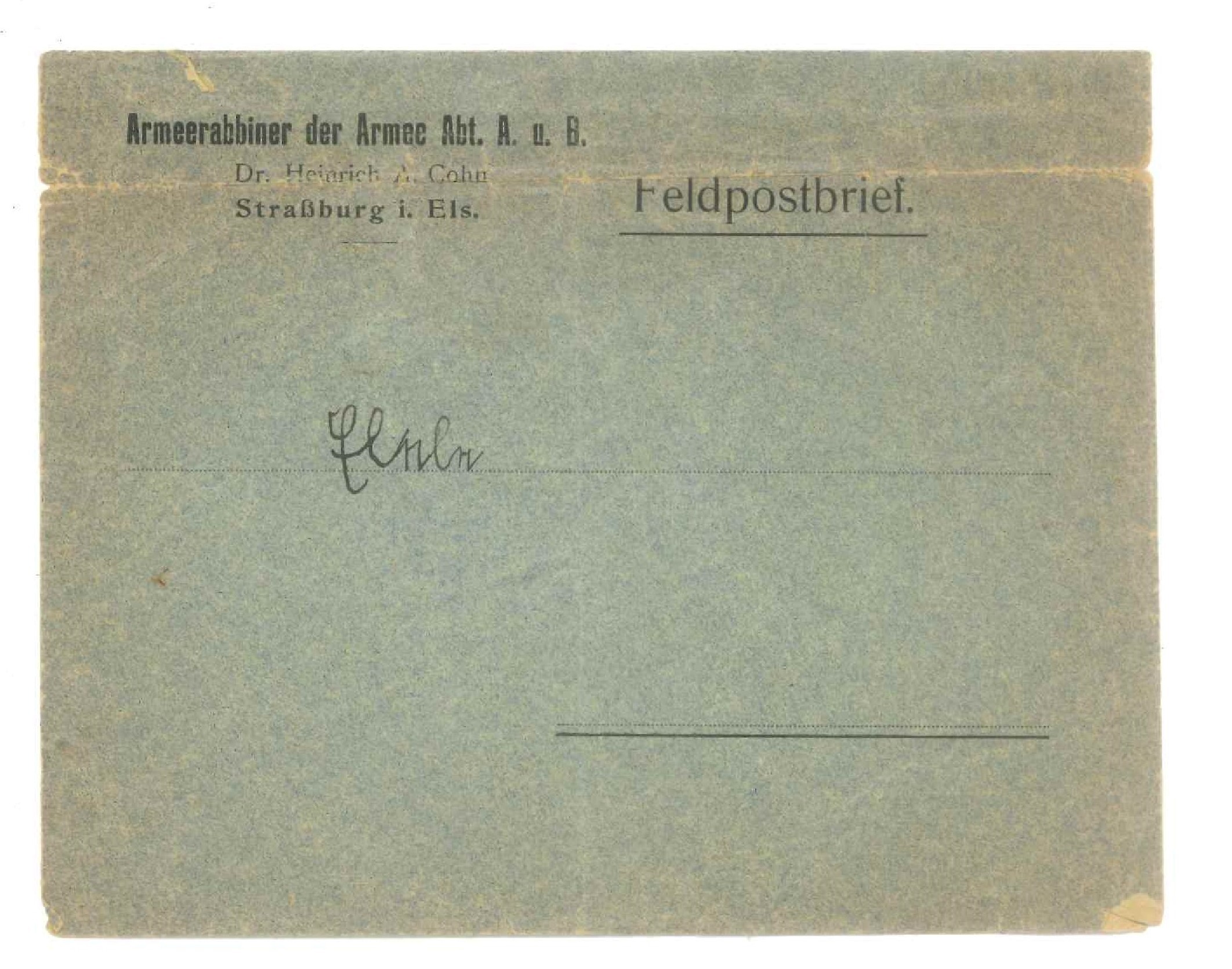 German Army Envelope from the Jewish Army Chaplain