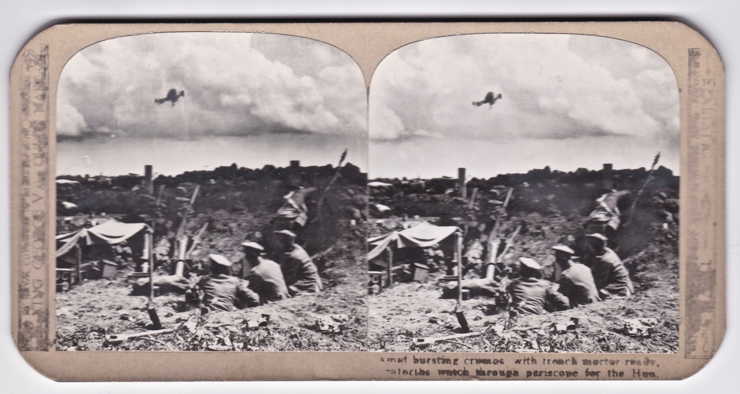 Soldiers With Trench Mortar Seaforths Watch Through Periscope For Hun.