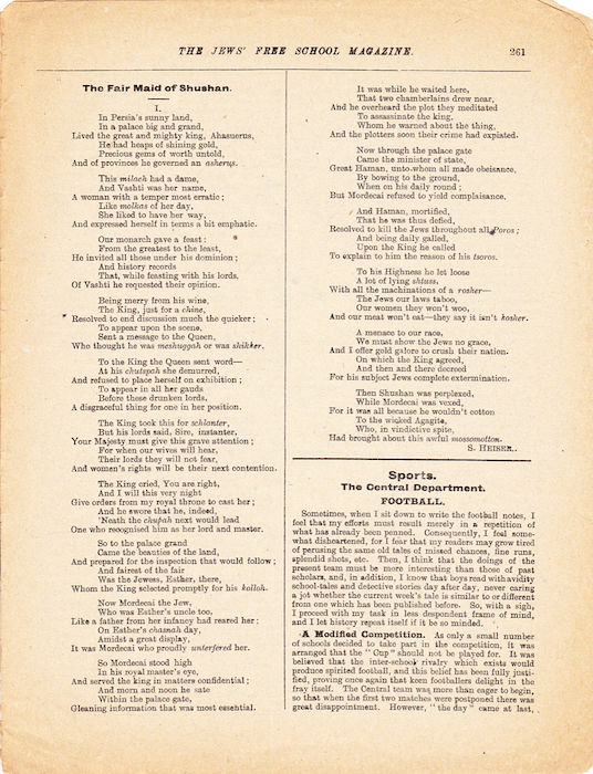 The Jews Free School Magazine, March 1918. Vol 3 Nº 25.	Reproduced by kind permission of the Trustees of JFS,  © 2017