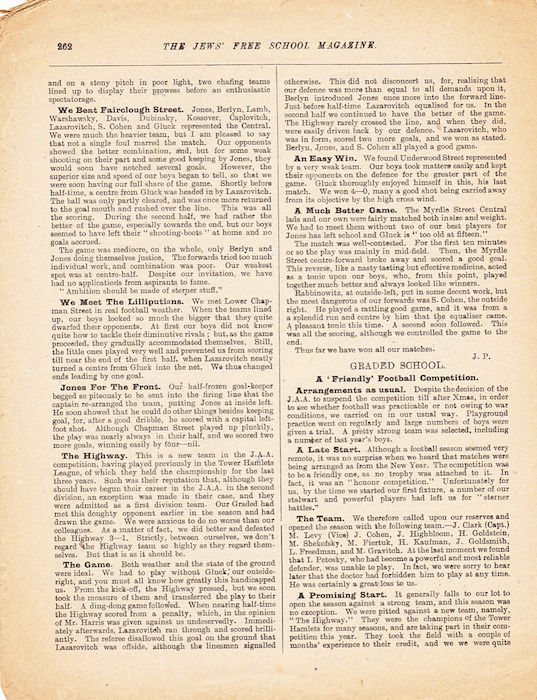 The Jews Free School Magazine, March 1918. Vol 3 Nº 25.	Reproduced by kind permission of the Trustees of JFS,  © 2017