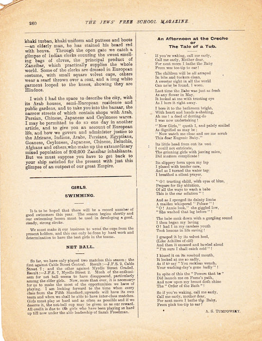The Jews Free School Magazine, March 1918. Vol 3 Nº 25.	Reproduced by kind permission of the Trustees of JFS,  © 2017