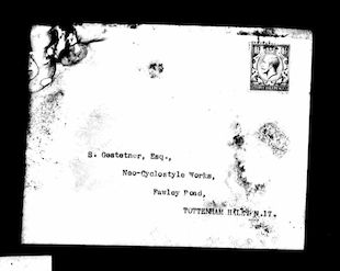 Envelope with father's business address
