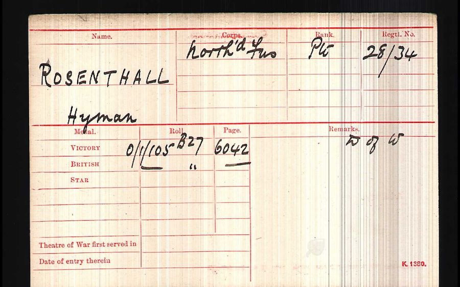 Medal Roll Index card