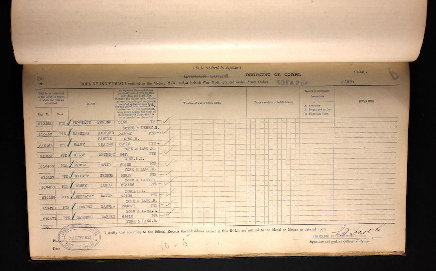 Medal roll - British War and Victory medals