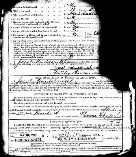 WW1 Registration Document