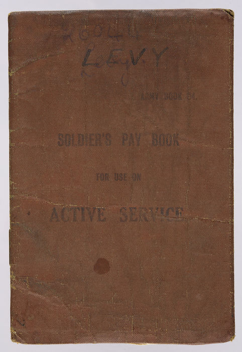 Soldier's Pay Book for use on Active Service -  AC2 Josiah Levy, RFC. ©Jewish Museum London/Jewish Military Museum