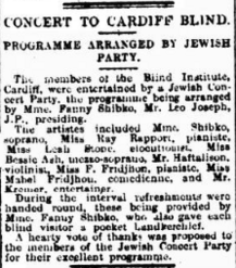 Newspaper Article about Bessie Ash performing in a charity concert in 1924.
