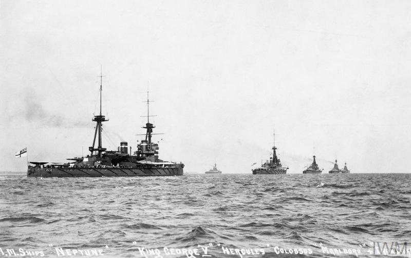 Battleships Neptune, HMS King George V, Hercules, Colossus, Marlborough and HMS Iron Duke. © IWM (Q 75196)