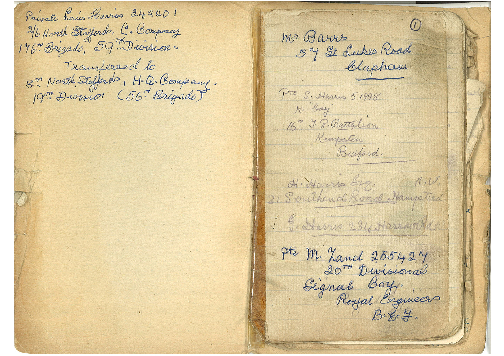 Private Louis Harris diary