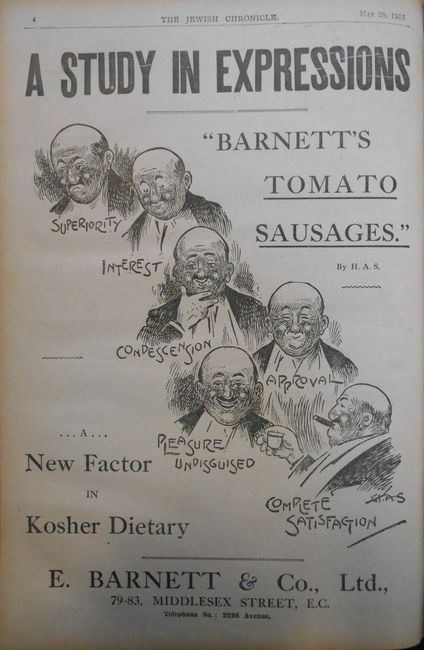 Barnett's advert. Jewish Chronicle. May 25 1915
