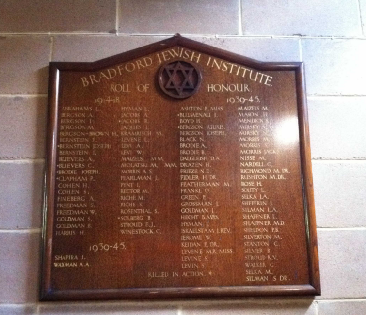 Bradford Jewish Institute Roll of Honour