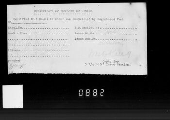 Certificate of Despatch of Medals