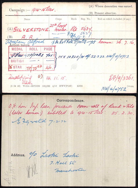 Medal index card