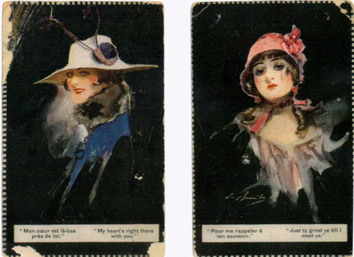 Front of the postcards he sent Gertrude in 1918