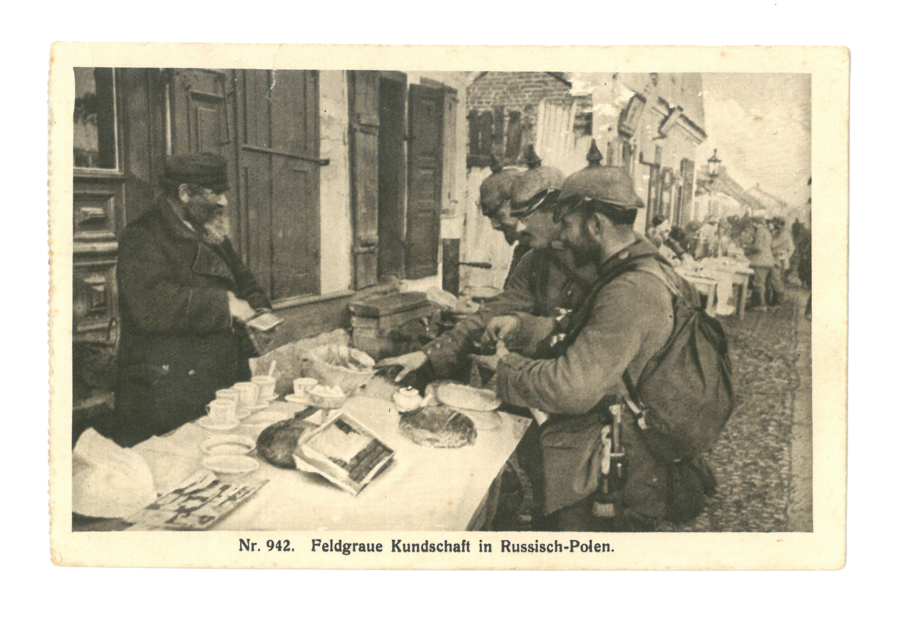 Soldiers buying bread and tea
