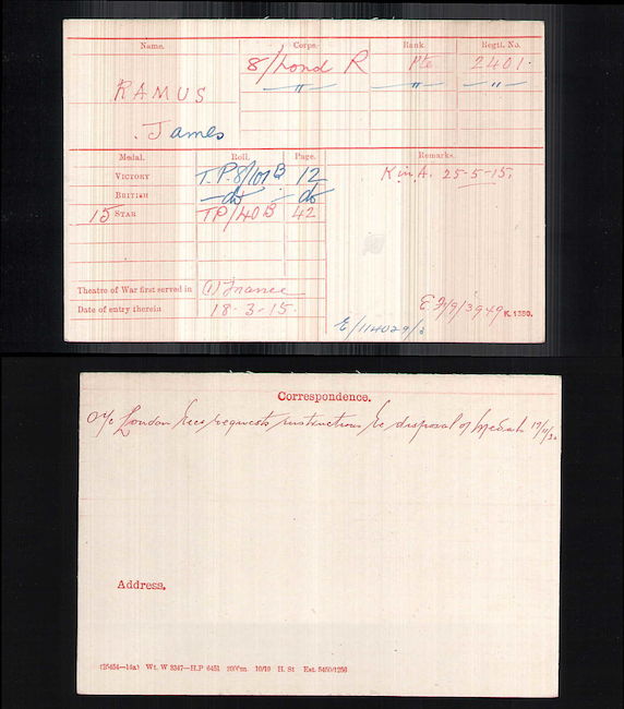 Medal index card